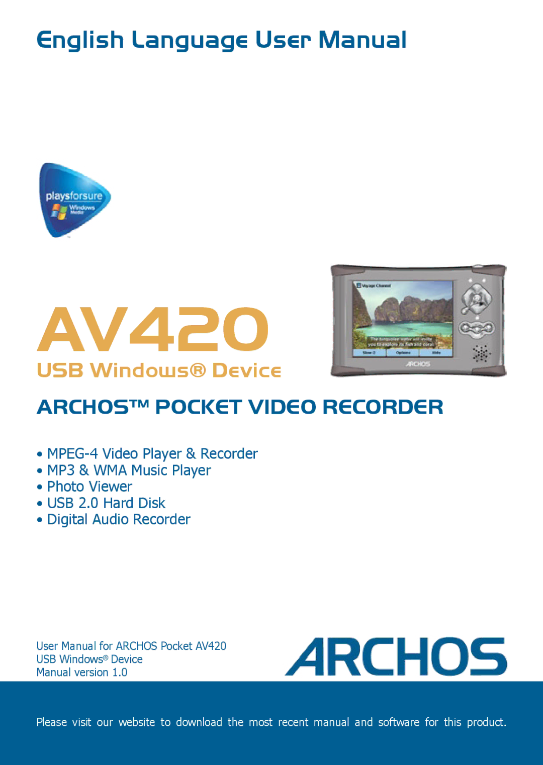 Archos AV420 user manual 