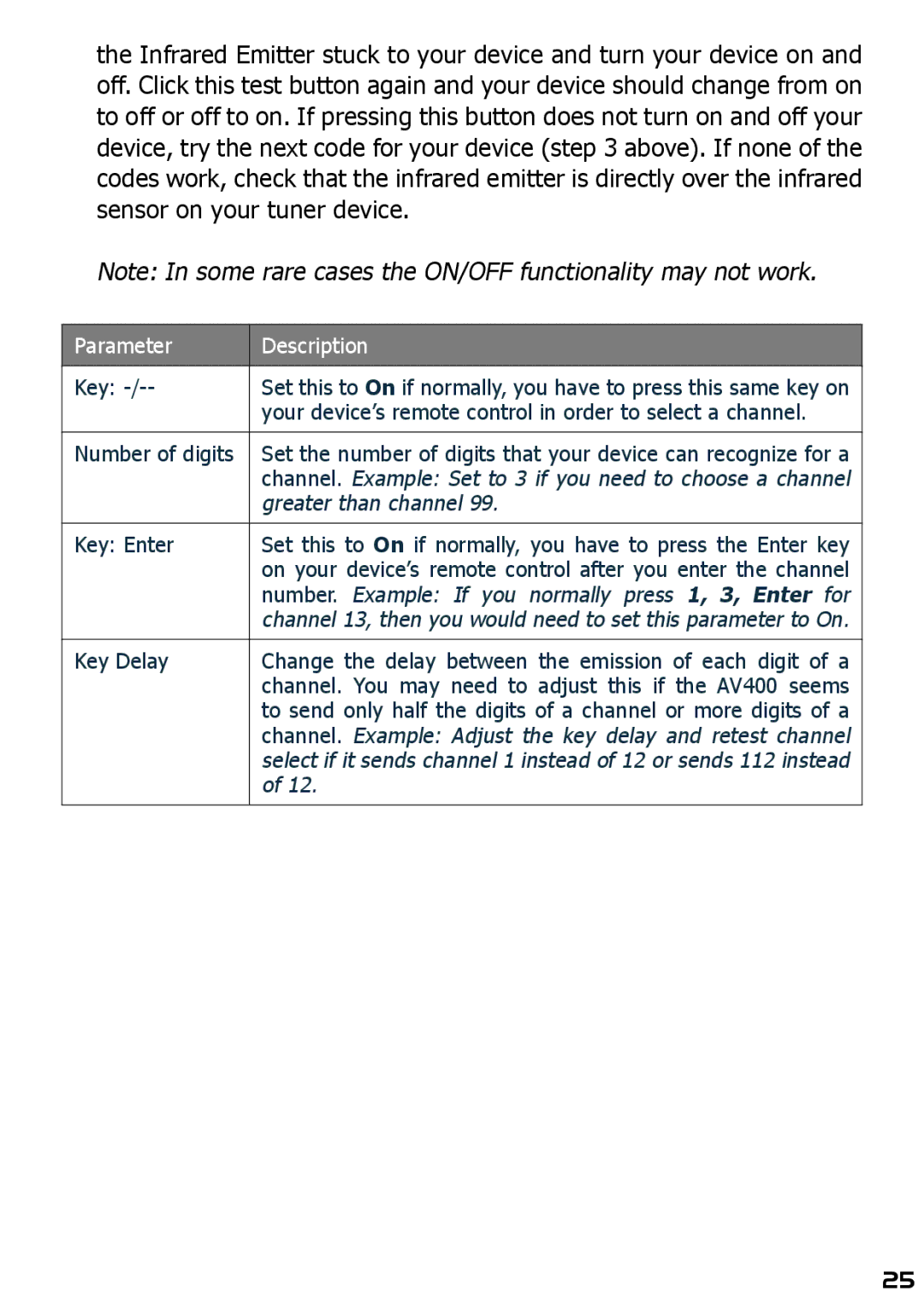 Archos AV420 user manual Channel. Example Set to 3 if you need to choose a channel 