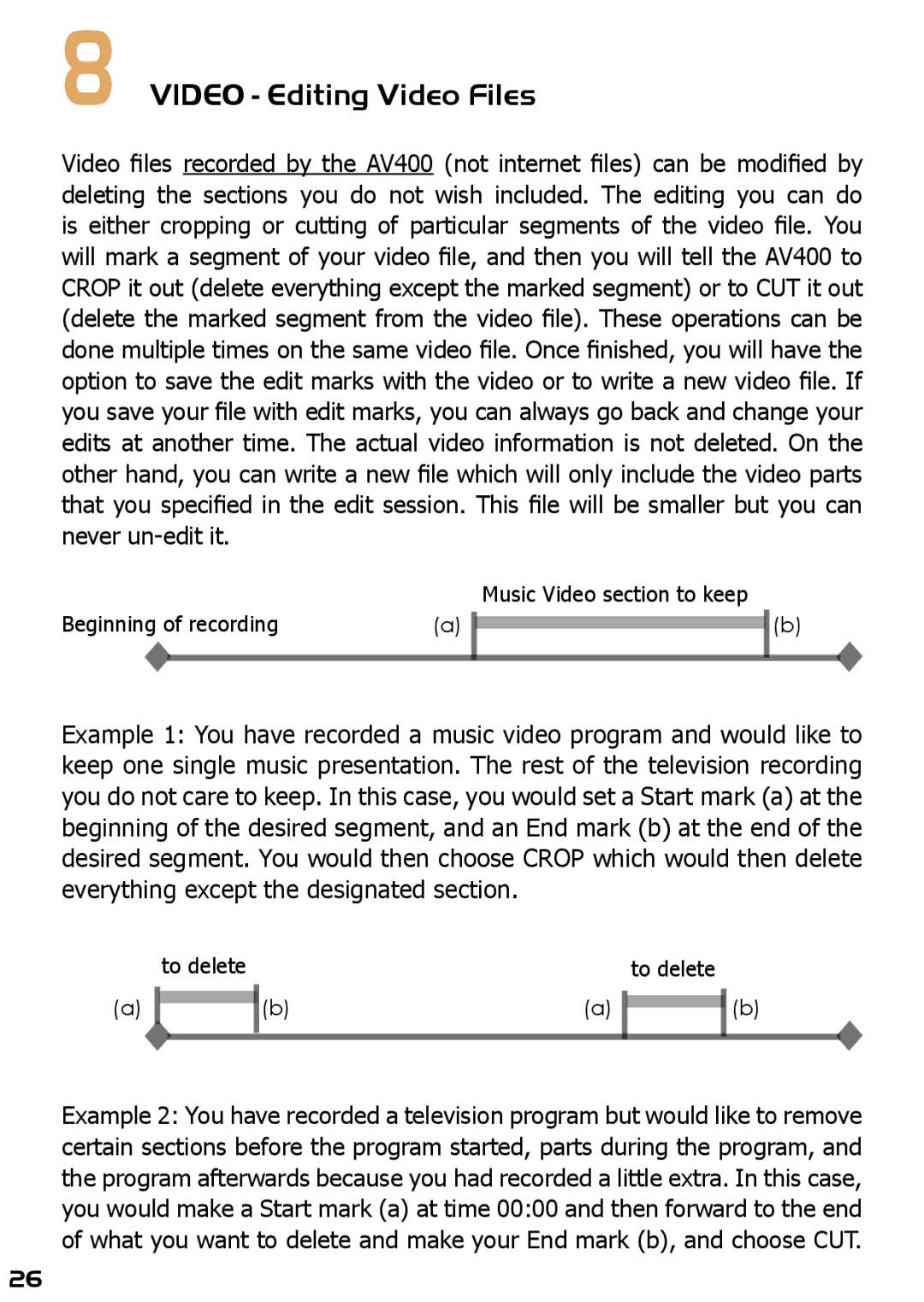 Archos AV420 user manual Video Editing Video Files 