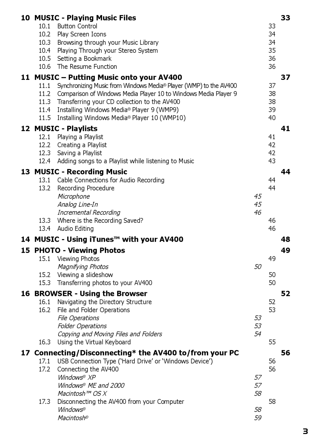 Archos AV420 user manual Music Playing Music Files 