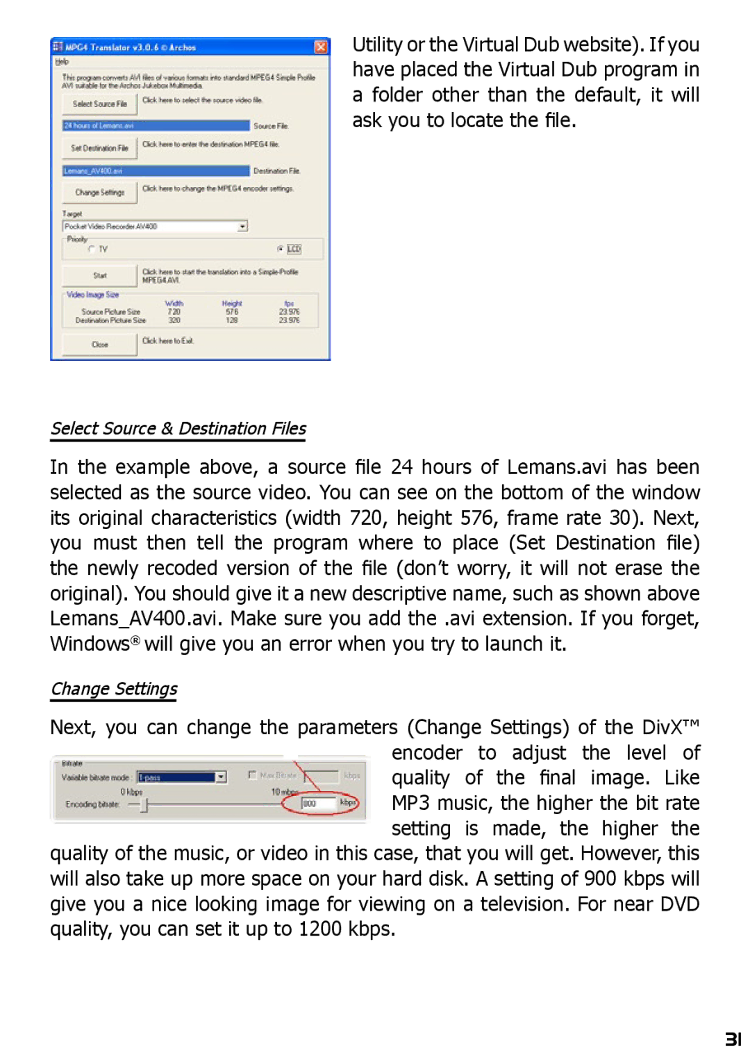 Archos AV420 user manual Select Source & Destination Files 