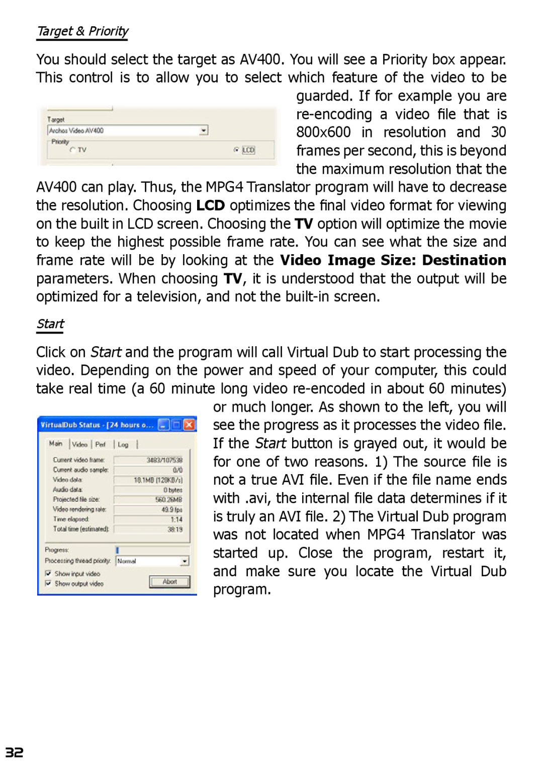 Archos AV420 user manual Target & Priority 