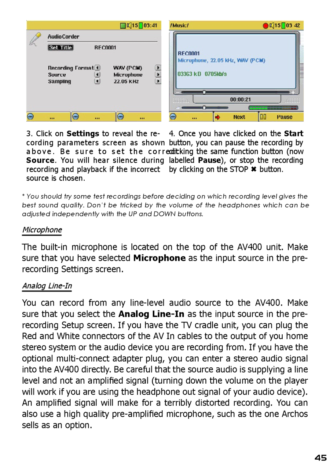 Archos AV420 user manual Microphone 