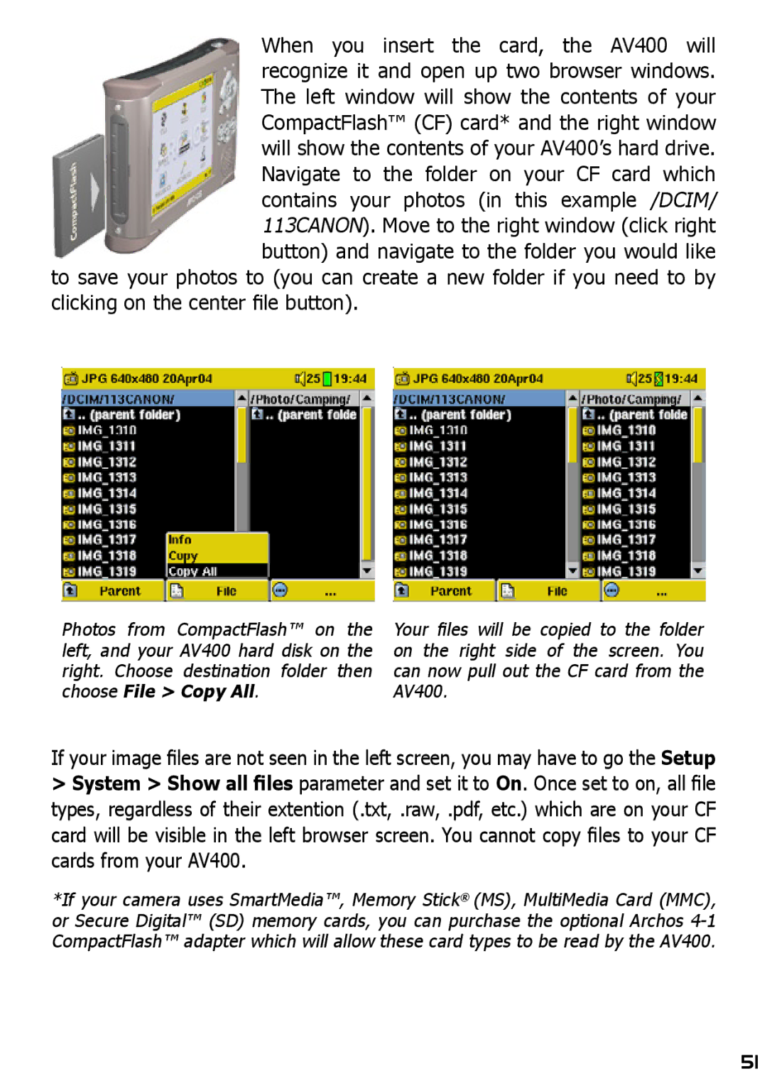 Archos AV420 user manual 