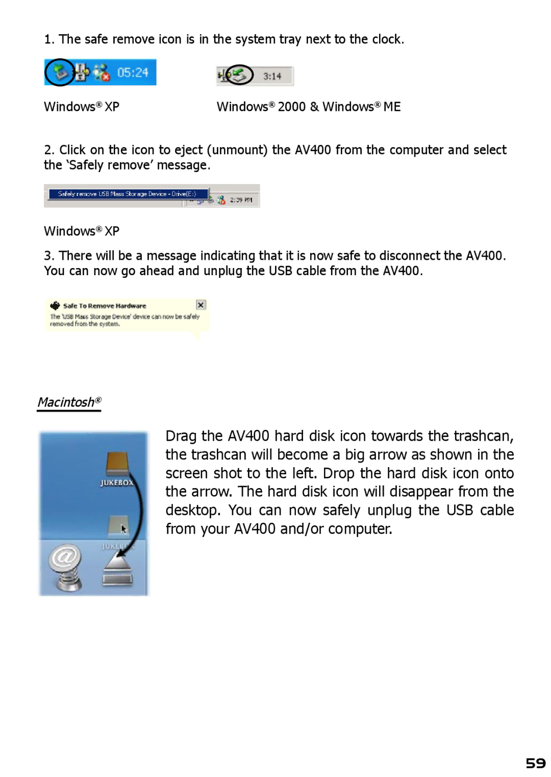 Archos AV420 user manual Macintosh 