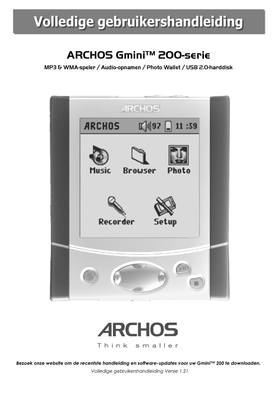 Archos Gmini 220 manual Volledige gebruikershandleiding 