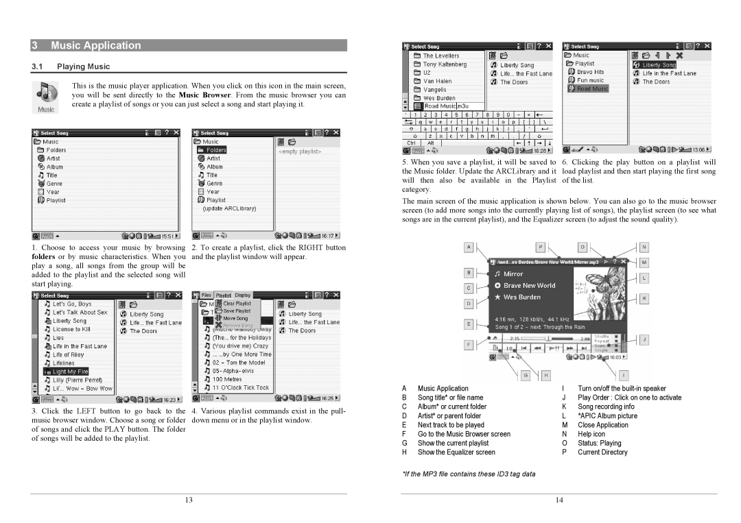 Archos PMA400TM user manual Music Application, Playing Music 