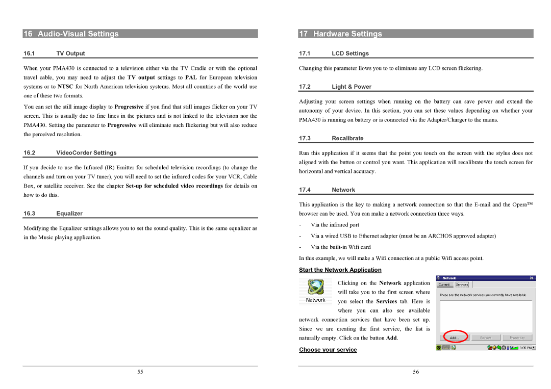 Archos PMA430TM user manual Audio-Visual Settings, Hardware Settings 