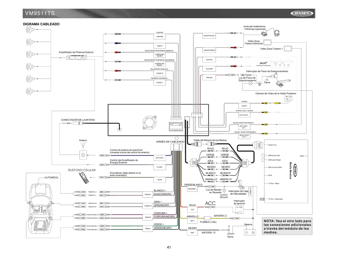 Archos VM9511TS instruction manual Digrama Cableado 