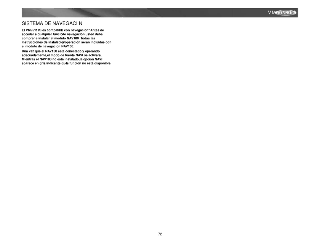 Archos VM9511TS instruction manual Sistema DE Navegación 