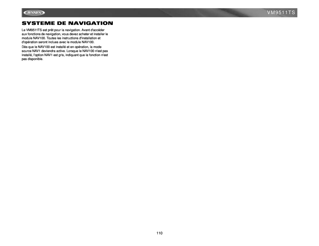 Archos VM9511TS instruction manual Systeme De Navigation 