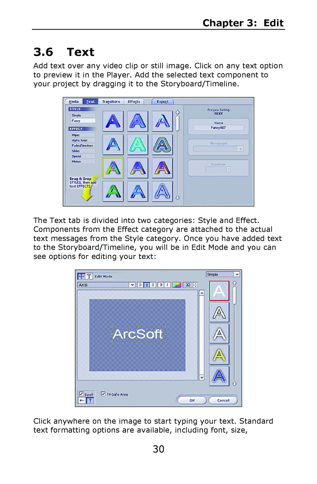 ArcSoft 2 manual Text 