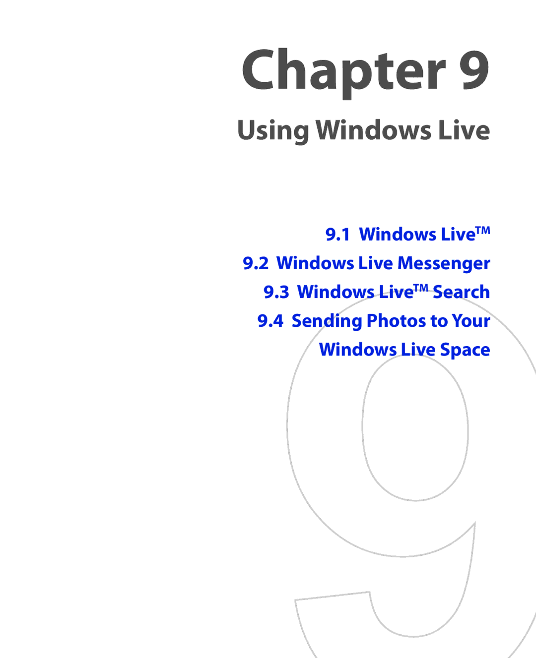 ArcSoft HERA110 manual Using Windows Live, Windows LiveTM Windows Live Messenger Windows LiveTM Search 