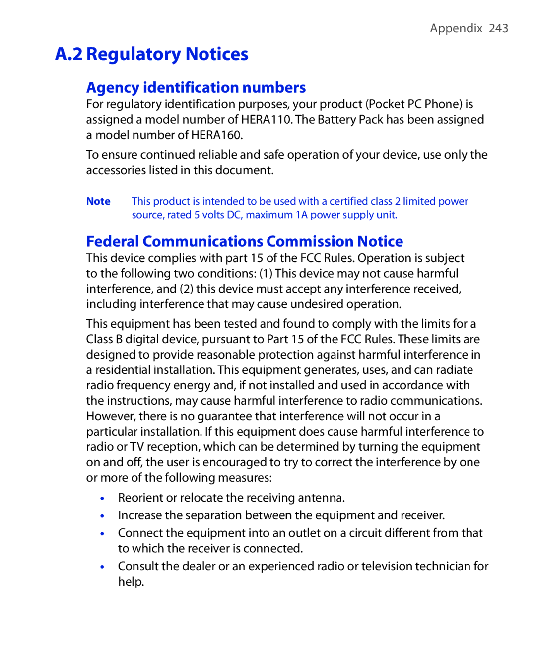 ArcSoft HERA110 manual Agency identification numbers, Federal Communications Commission Notice 