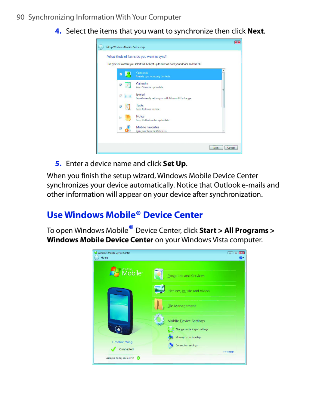 ArcSoft HERA110 manual Use Windows Mobile Device Center 