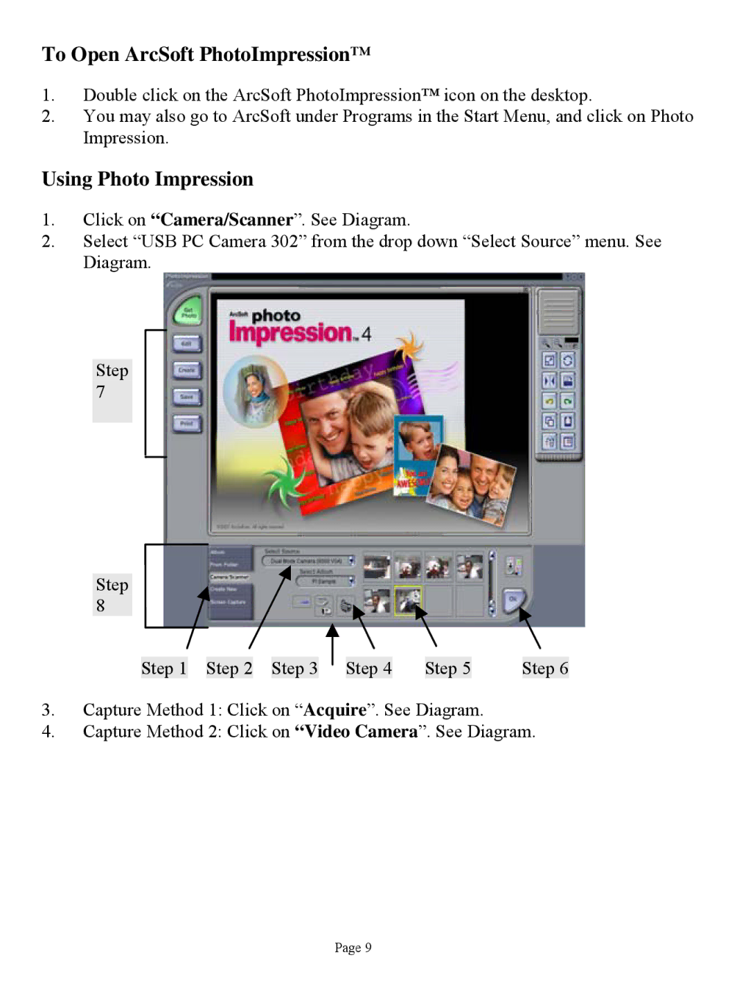 ArcSoft HO98068 manual To Open ArcSoft PhotoImpression, Using Photo Impression 