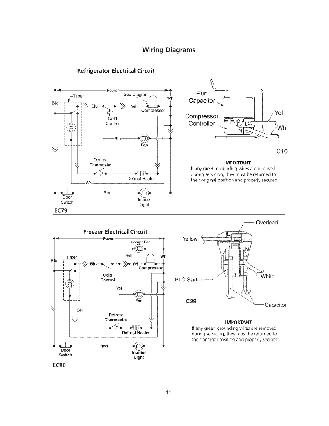 Arctic Air Refrigerator important safety instructions Compressor Yel, Compressor Re Control 