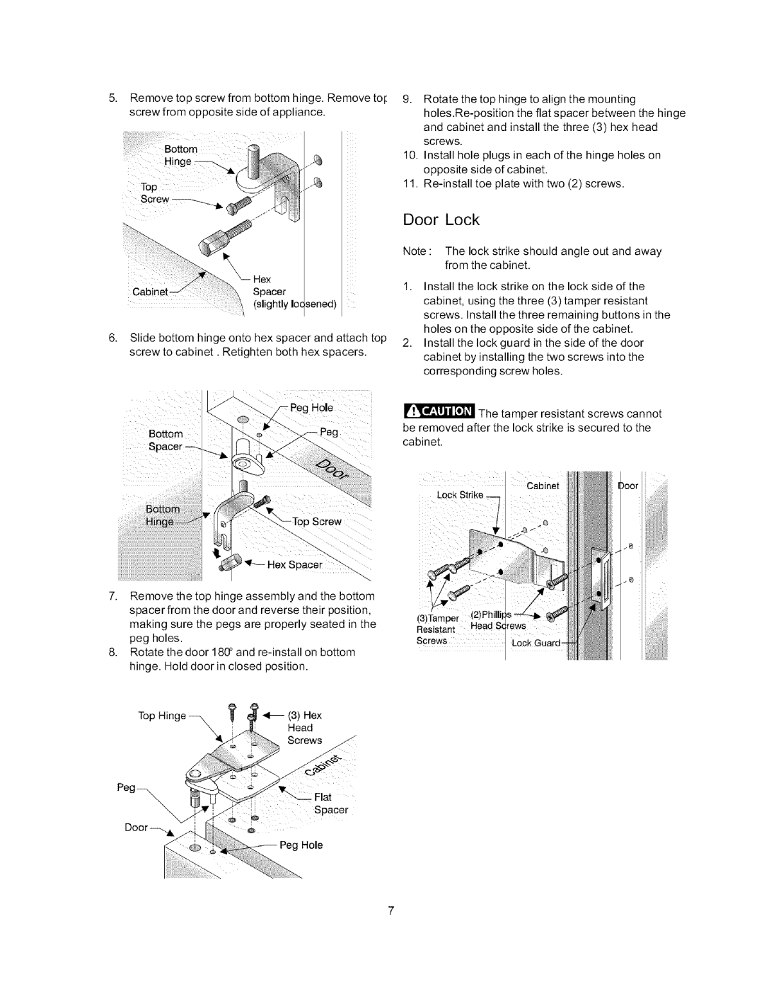 Arctic Air Refrigerator important safety instructions Geiii, Door Lock 