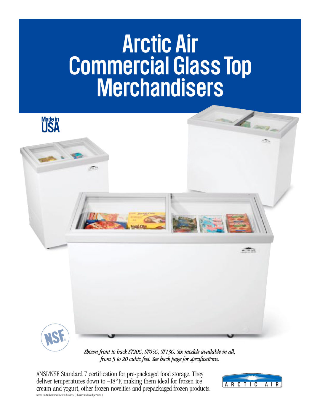 Arctic Air ST13G, ST20G, ST05G specifications Arctic Air Commercial Glass Top Merchandisers 