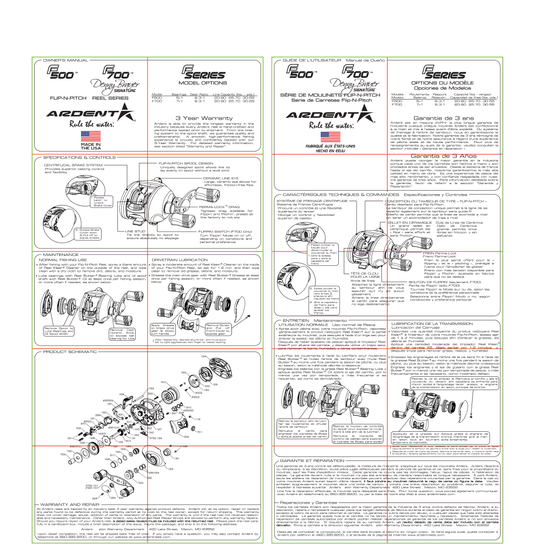 Ardent F Series, F500, F700 manual 