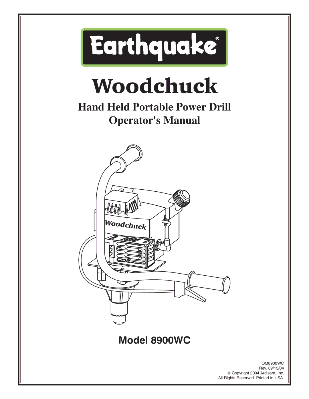 Ardisam 8900WC manual Woodchuck 