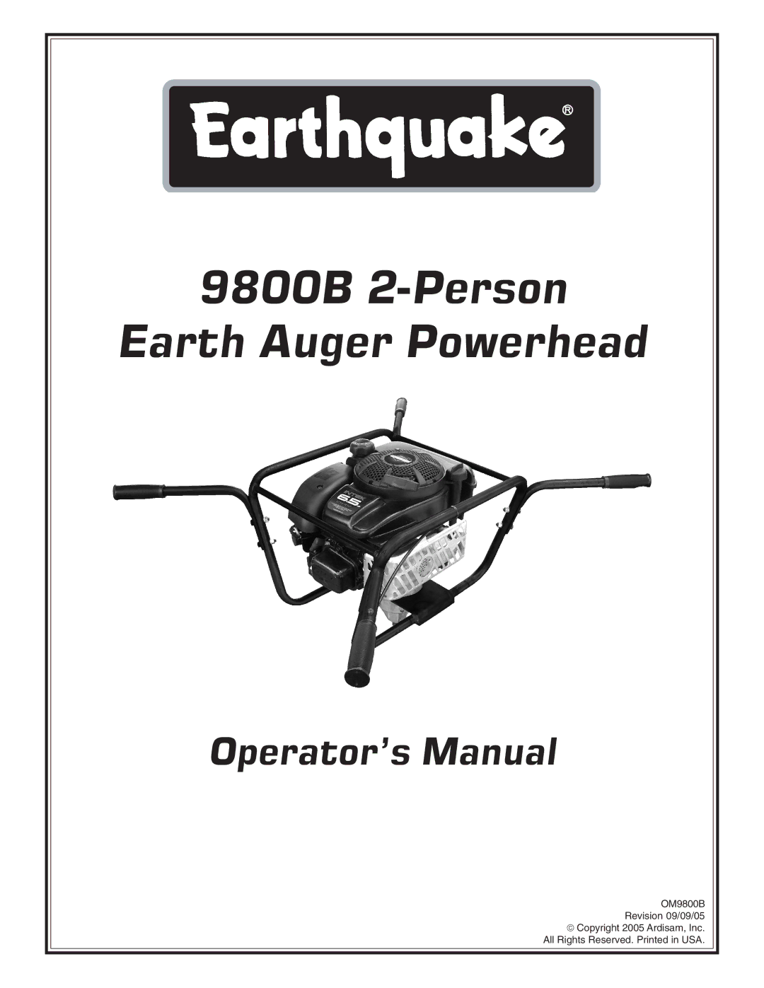 Ardisam manual 9800B 2-Person Earth Auger Powerhead 