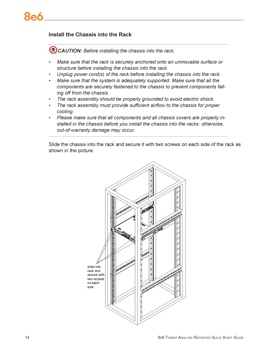 Argee MSA-004-004 quick start Install the Chassis into the Rack 