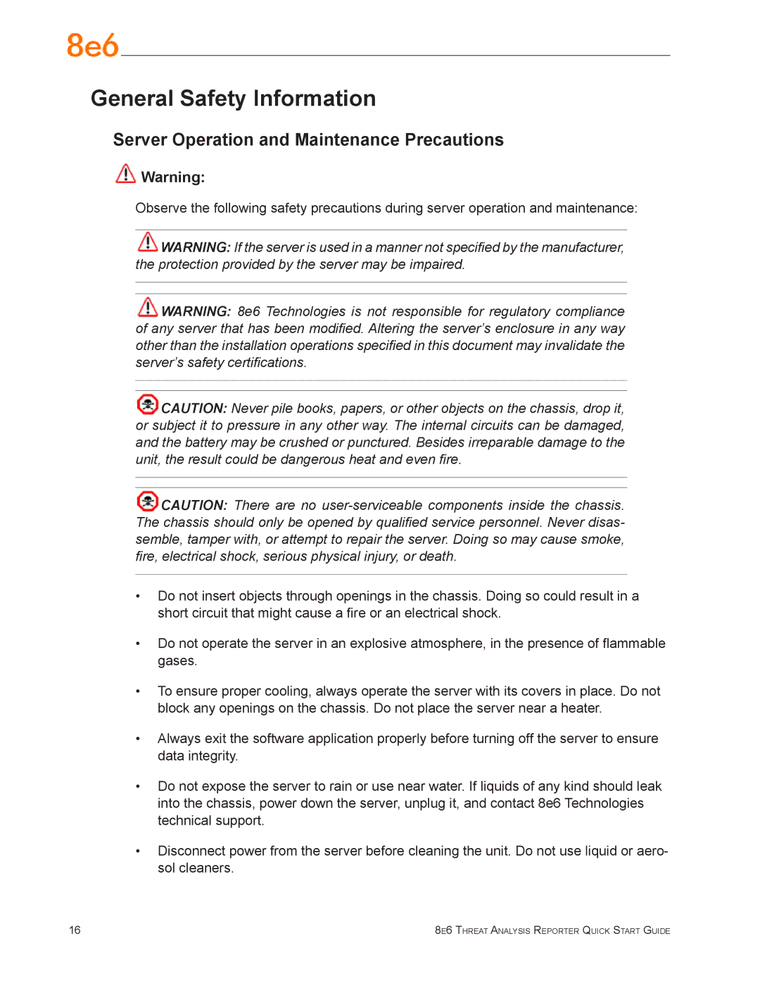 Argee MSA-004-004 quick start General Safety Information, Server Operation and Maintenance Precautions 