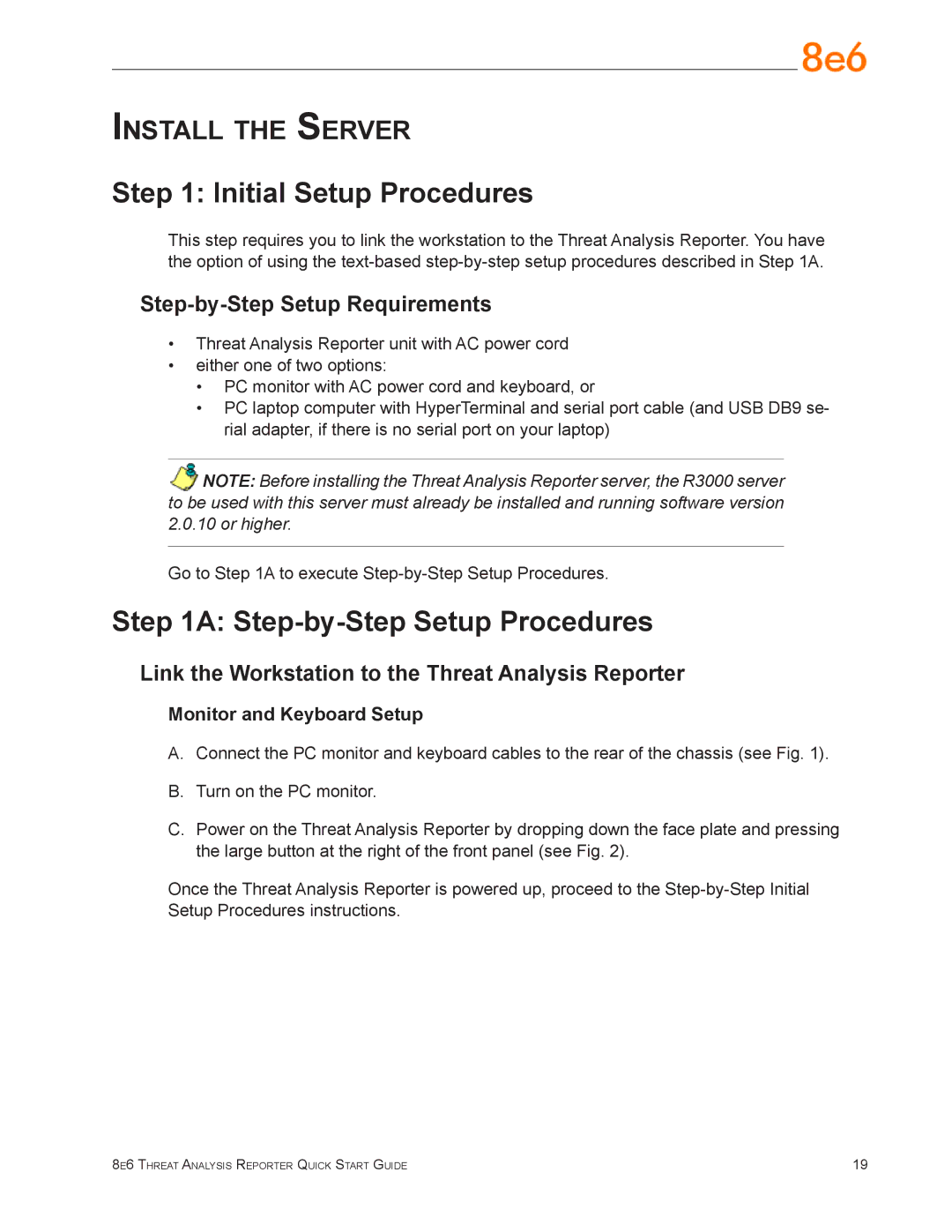 Argee MSA-004-004 quick start Initial Setup Procedures, Step-by-Step Setup Procedures, Step-by-Step Setup Requirements 