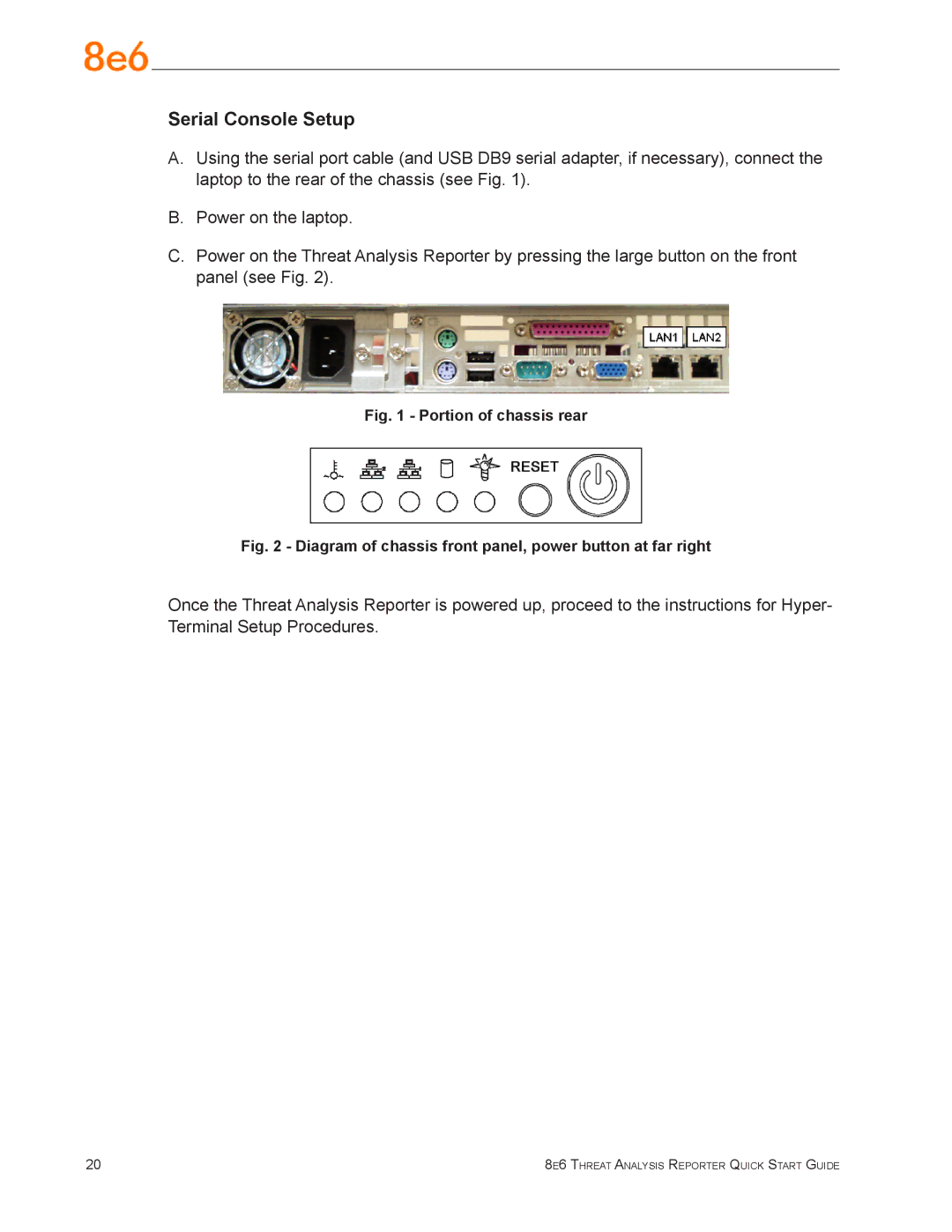 Argee MSA-004-004 quick start Serial Console Setup, Portion of chassis rear 