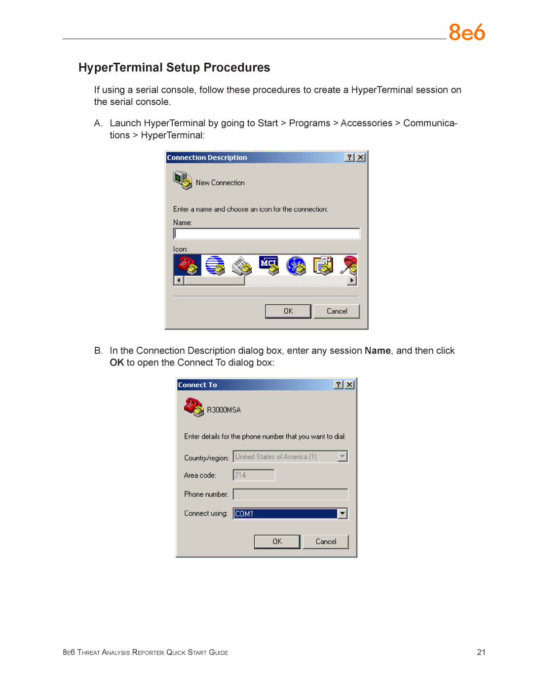 Argee MSA-004-004 quick start HyperTerminal Setup Procedures 