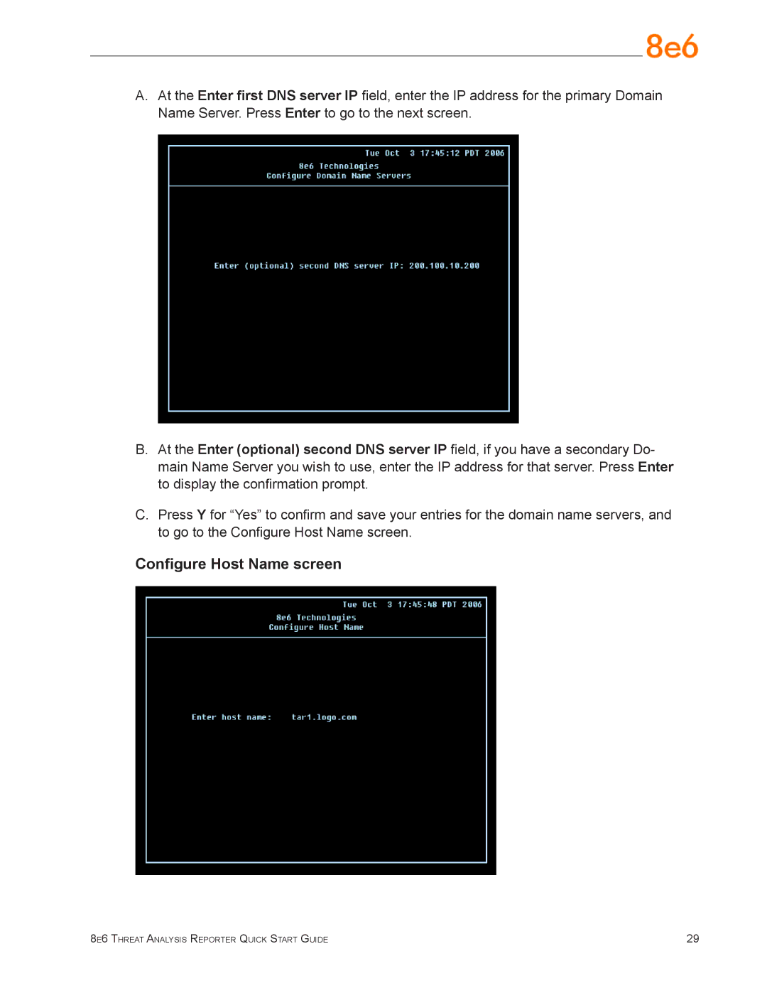 Argee MSA-004-004 quick start Configure Host Name screen 