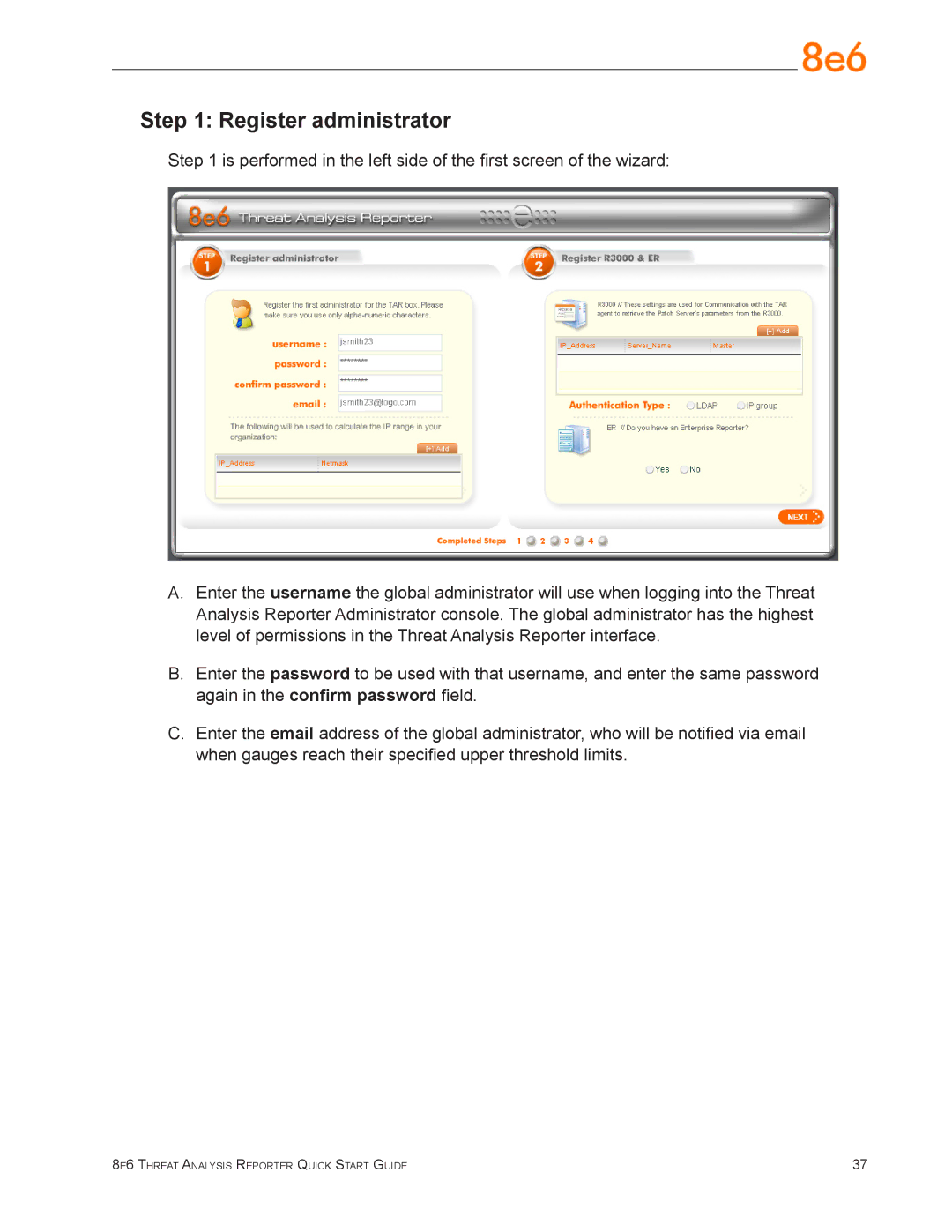 Argee MSA-004-004 quick start Register administrator 