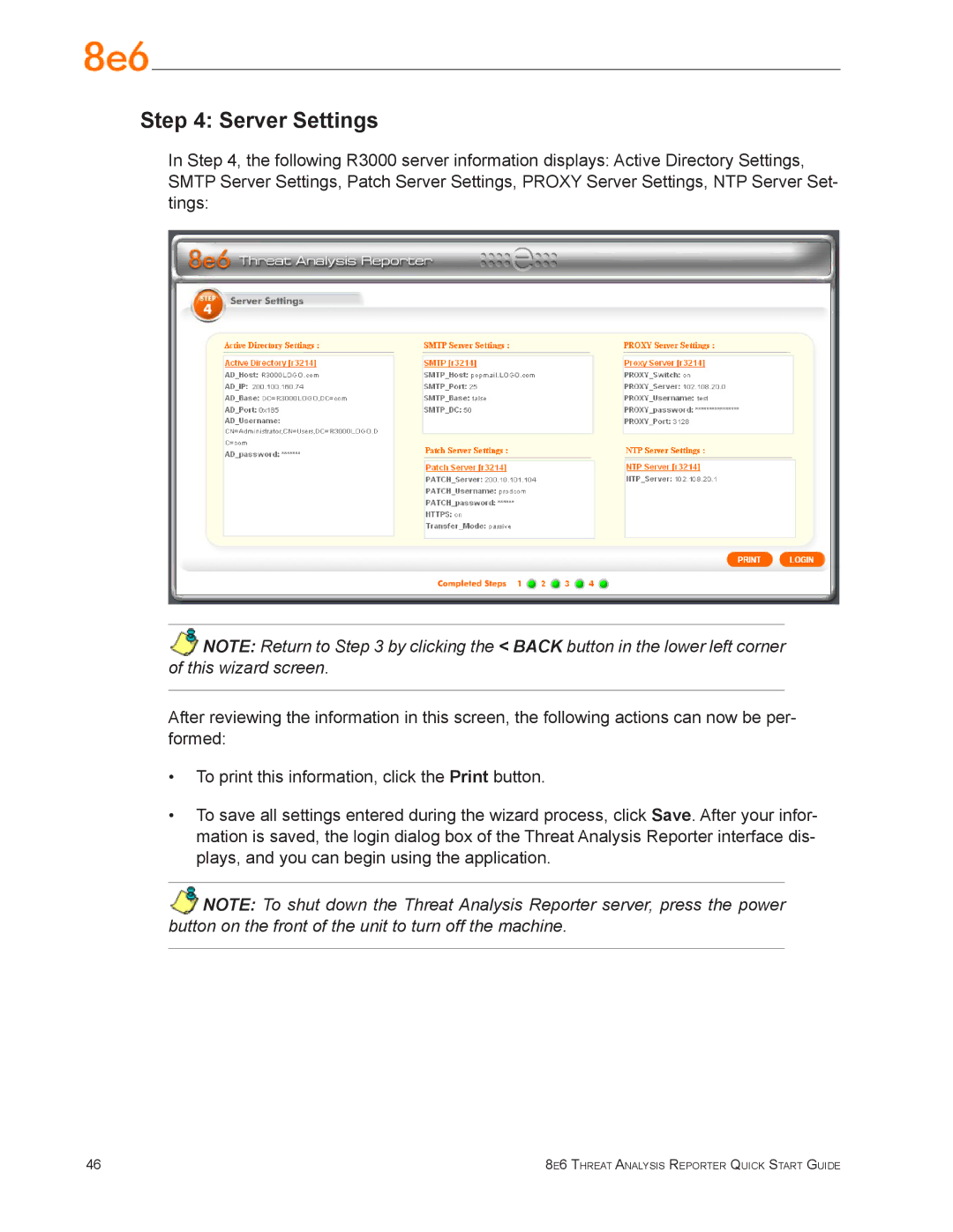 Argee MSA-004-004 quick start Server Settings 