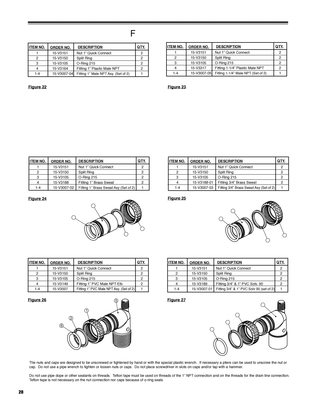 Argosy Research H-125 Series owner manual Installation fitting assemblies 