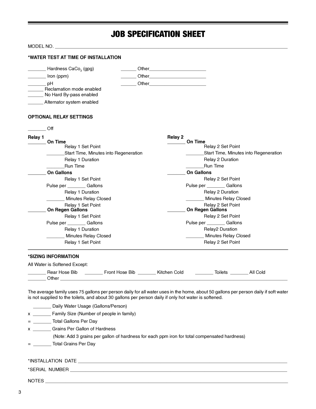 Argosy Research H-125 Series owner manual Job Specification Sheet, On TimeRelay 