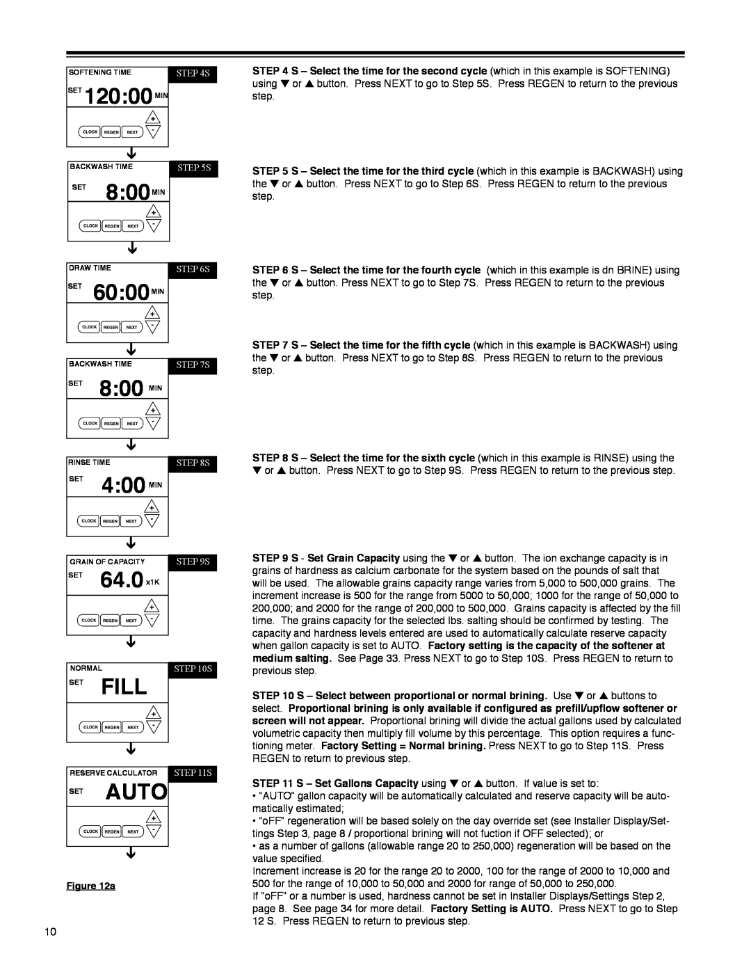 Argosy Research H-125 Series owner manual SET 12000 MIN, 800 MIN, 6000 MIN, Min, Fill, Auto, 64.0 x1K 