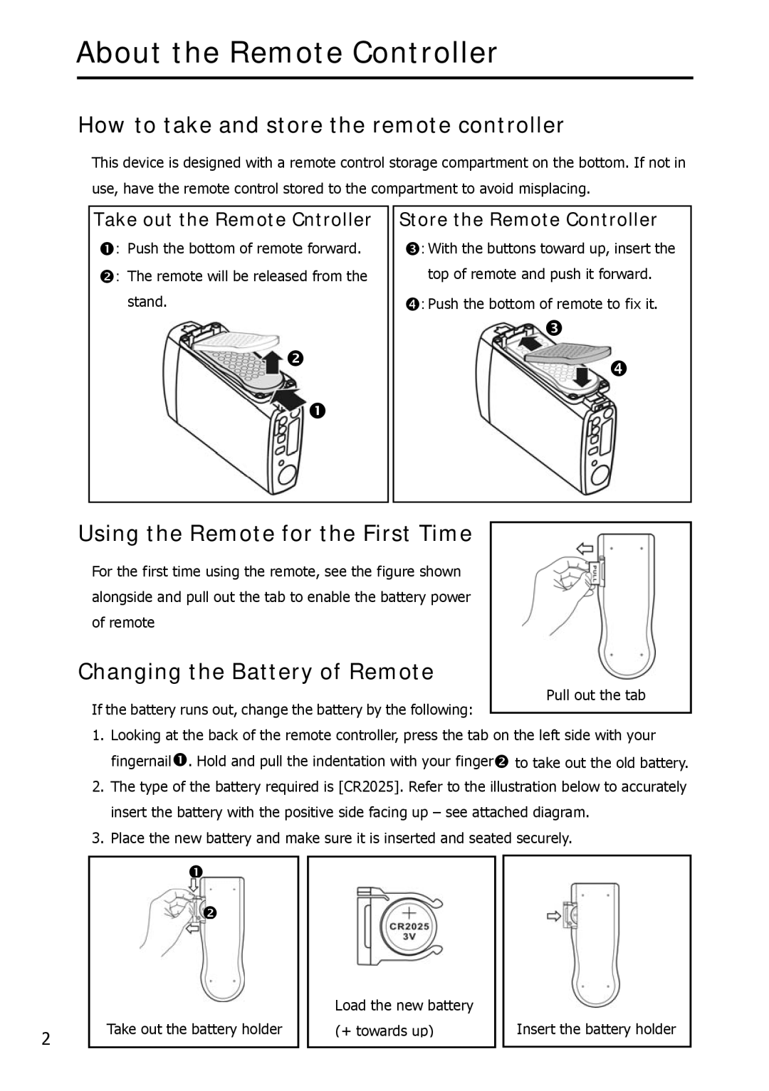 Argosy Research Mobile Video HDD user manual About the Remote Controller, How to take and store the remote controller 