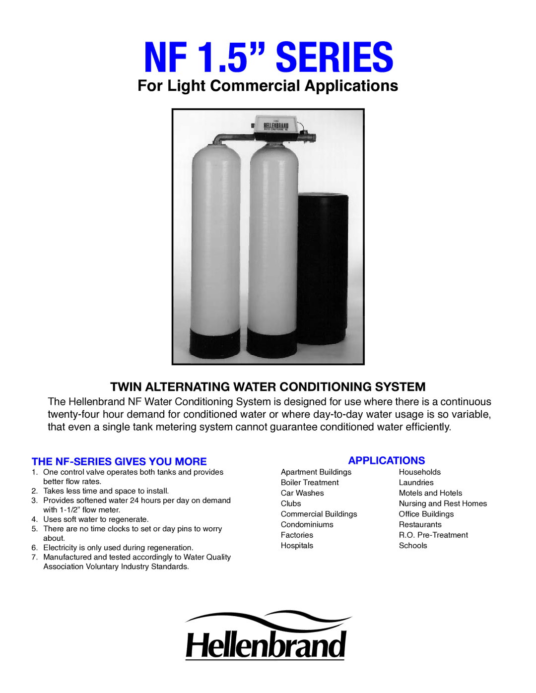 Argosy Research NF 1.5 Series manual NF 1.5 Series, For Light Commercial Applications, NF-SERIES Gives YOU More 