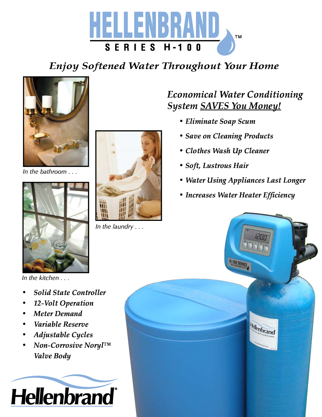 Argosy Research Series H-100 manual Enjoy Softened Water Throughout Your Home 