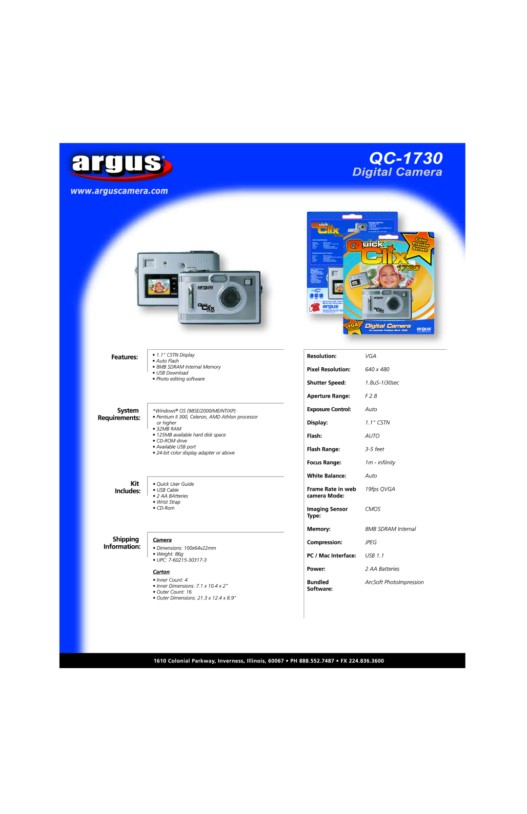 Argus Camera 1730 manual 