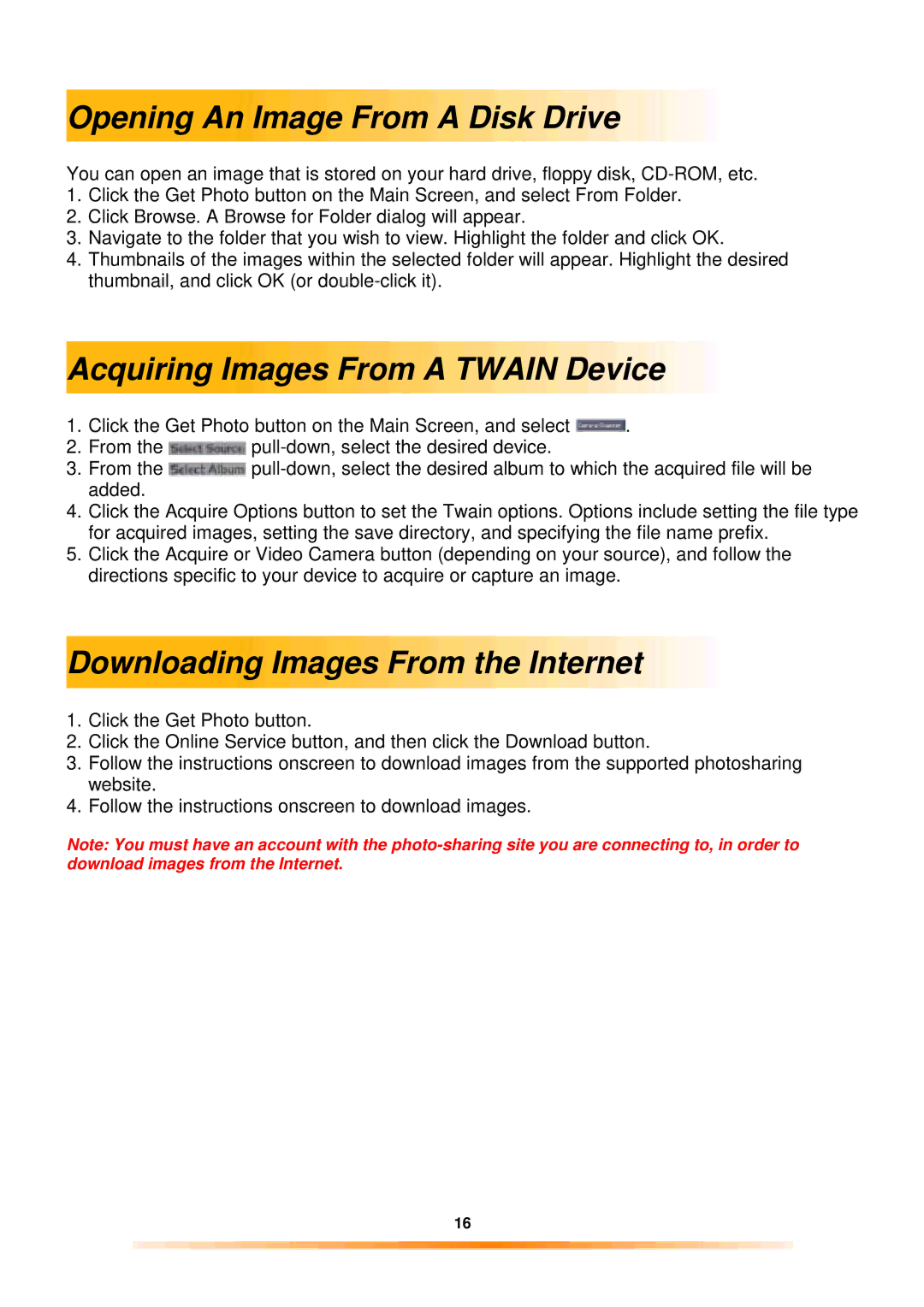 Argus Camera 300 manual Opening An Image From a Disk Drive, Acquiring Images From a Twain Device 