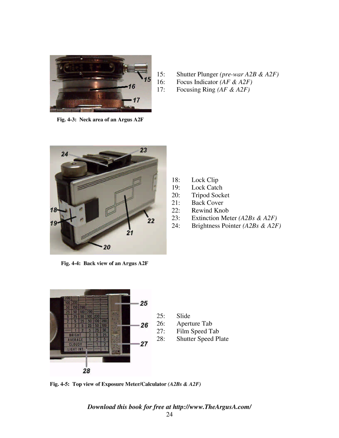 Argus Camera ARGUS A2 manual Shutter Plunger pre-war A2B & A2F 