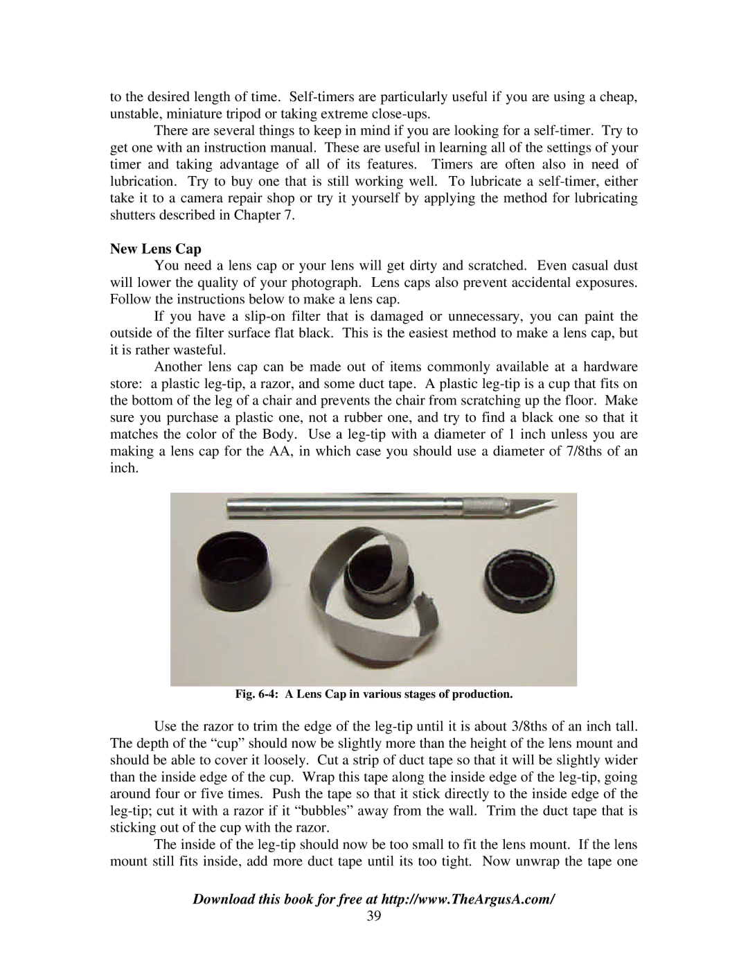 Argus Camera ARGUS A2 manual New Lens Cap, A Lens Cap in various stages of production 