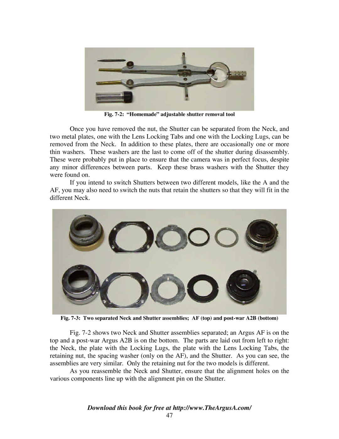 Argus Camera ARGUS A2 manual Homemade adjustable shutter removal tool 