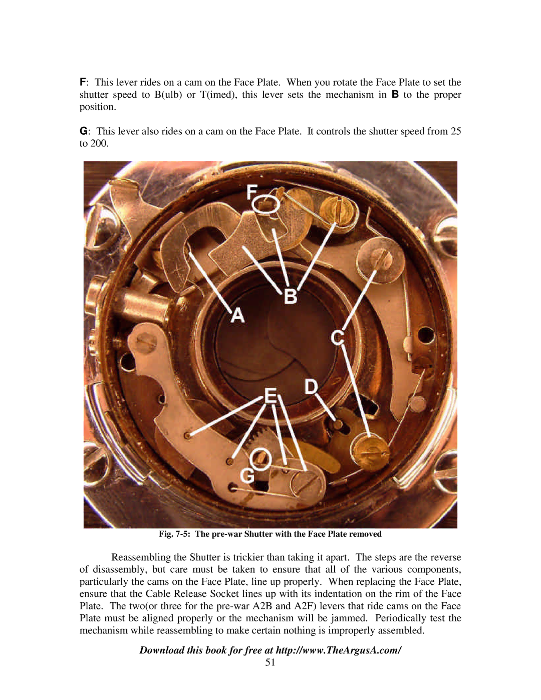 Argus Camera ARGUS A2 manual Pre-war Shutter with the Face Plate removed 