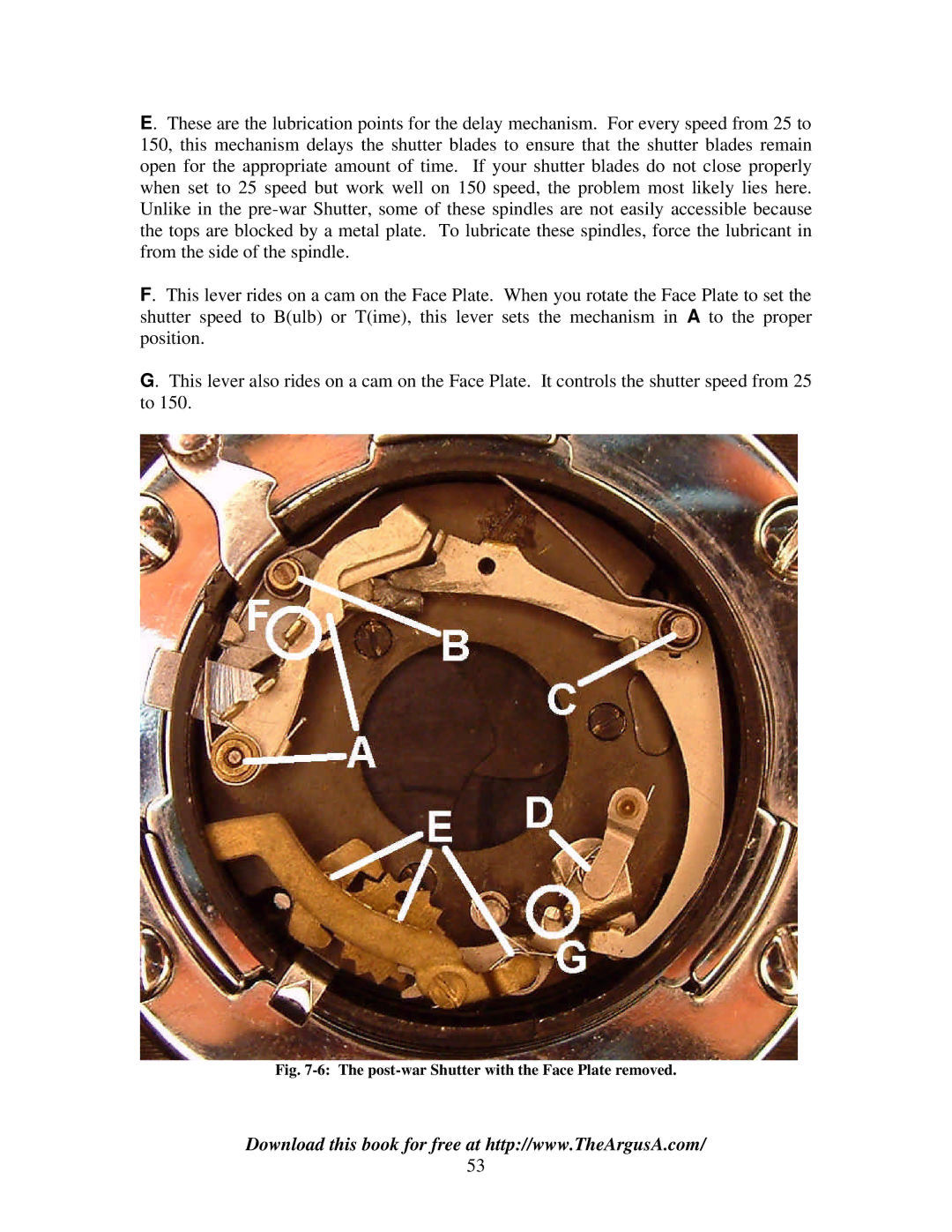 Argus Camera ARGUS A2 manual Post-war Shutter with the Face Plate removed 