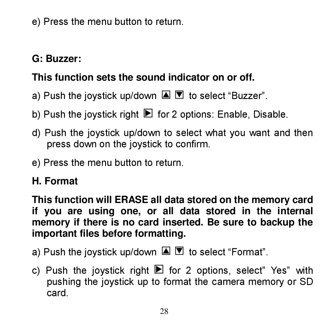 Argus Camera Bean - Carabiner manual Buzzer This function sets the sound indicator on or off 