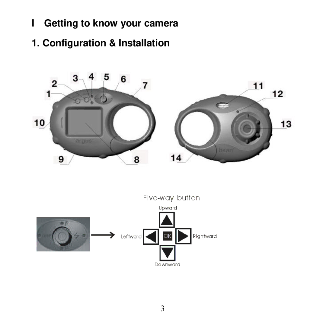 Argus Camera Bean - Carabiner manual Getting to know your camera Configuration & Installation 