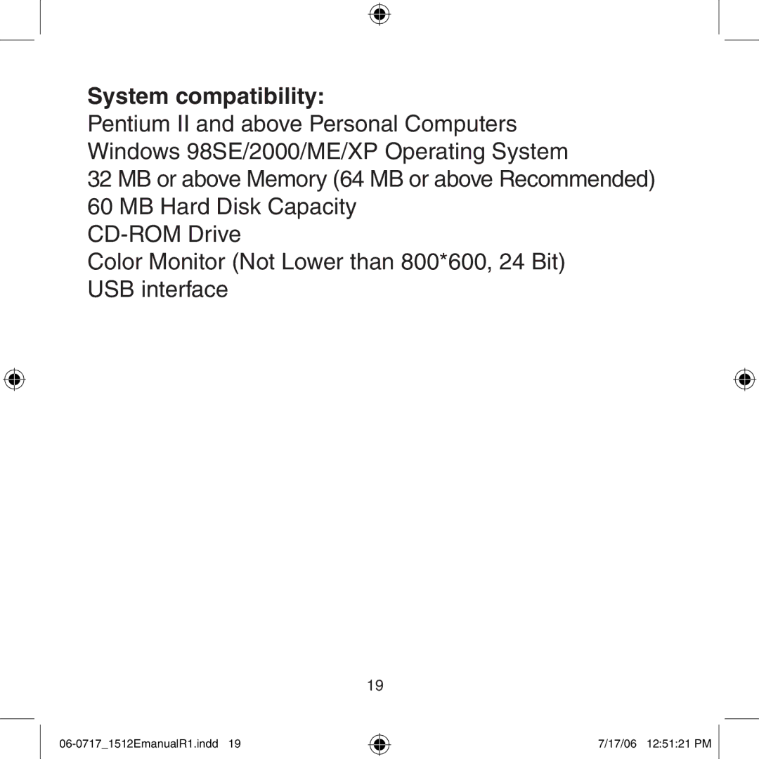 Argus Camera DC-1512E manual System compatibility 